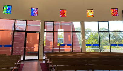 Mary Mother of Mercy Church Nave Leadlights