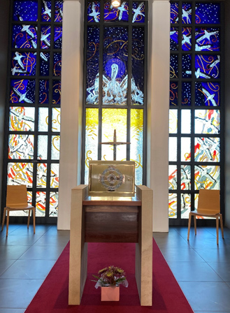 Mary Mother of Mercy Church Pelican Window Eucharistic Chapel